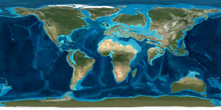 Map of the Earth 50,000 years ago during the Eocene